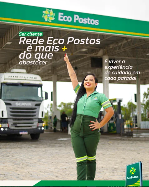 Exemplo de post da Rede Eco Postos após o reposicionamento, com identidade visual coerente, paleta consistente e tipografia alinhada à bandeira da rede
